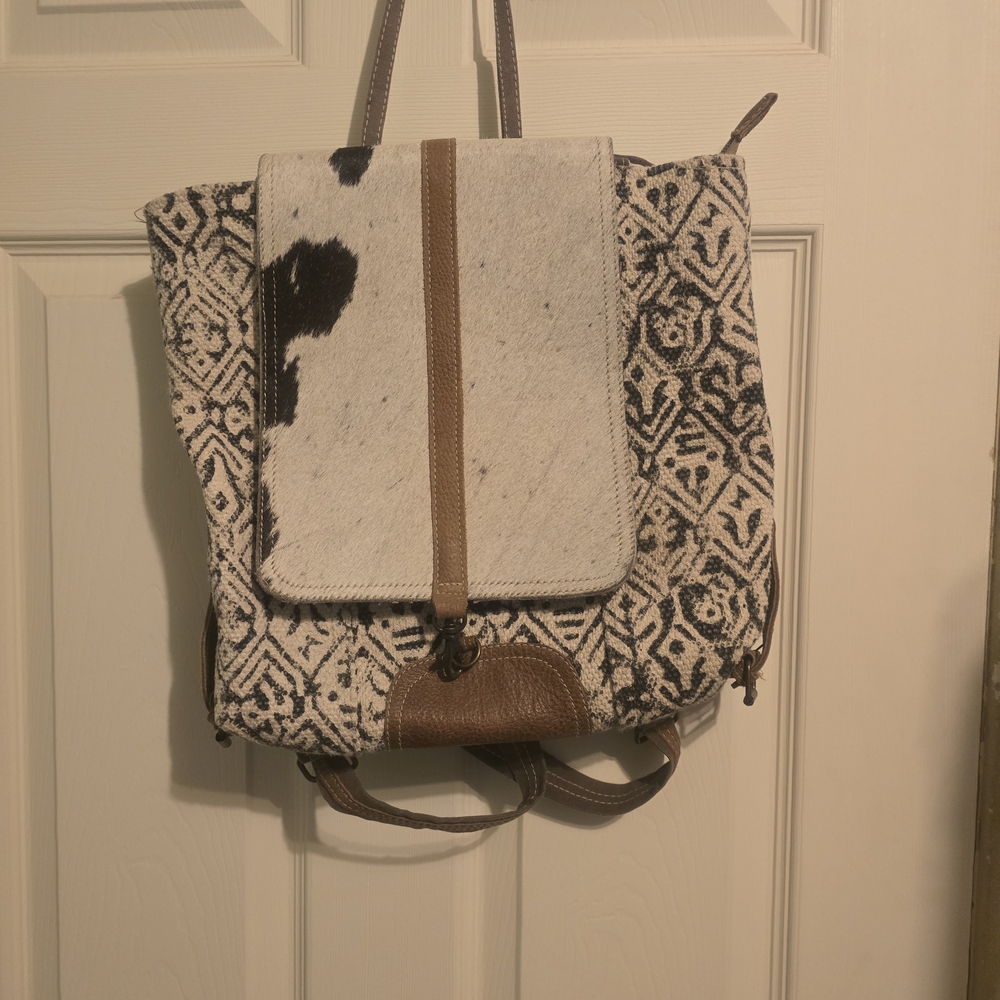 Myra Bag Black and White Patterned Backpack